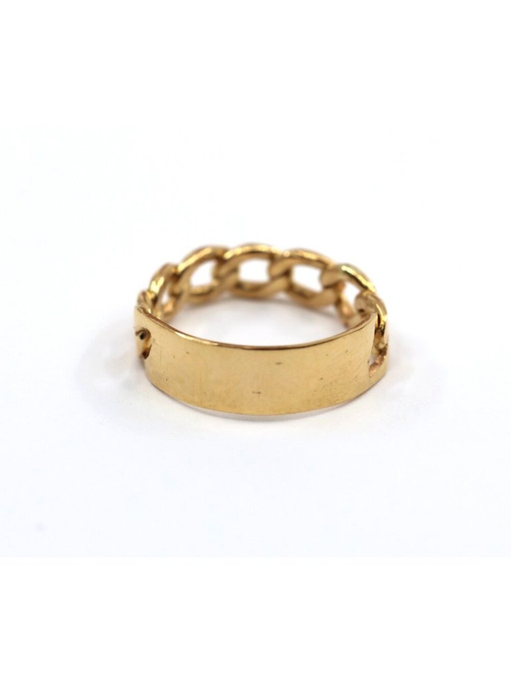 Unique 22K Karat Solid Yellow Gold Designer Link ID Cuban Link Ring - Size 8.25